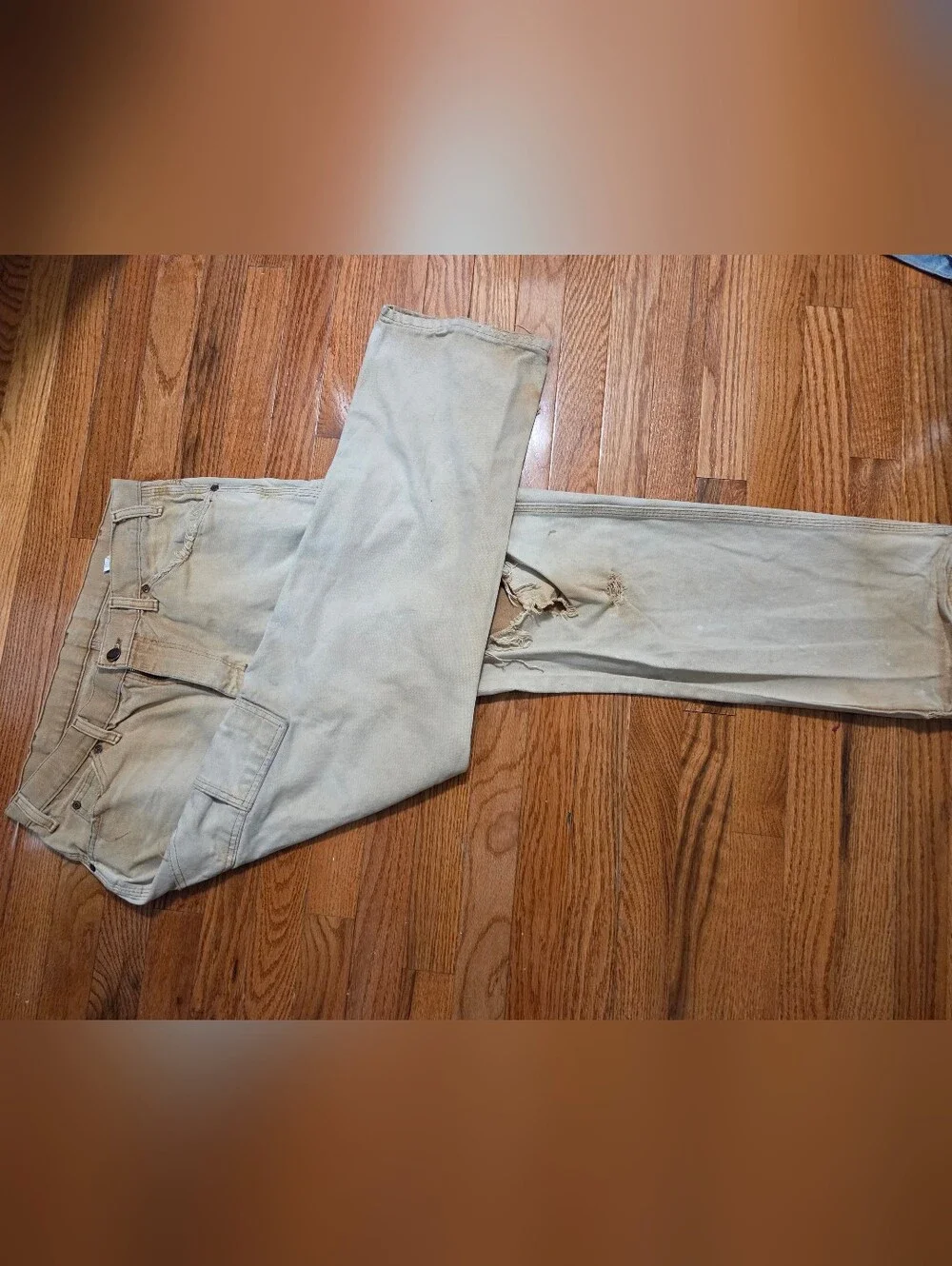 Dickies Beige Canvas Jacket with Distressed Detail